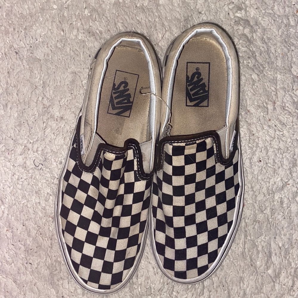 Checkered slip on vans